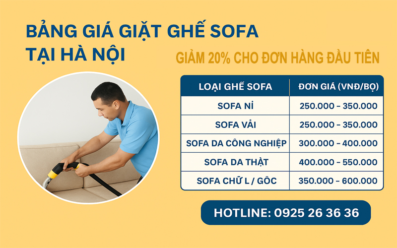 Bảng Giá Giặt Ghế Sofa Tại Hà Nội